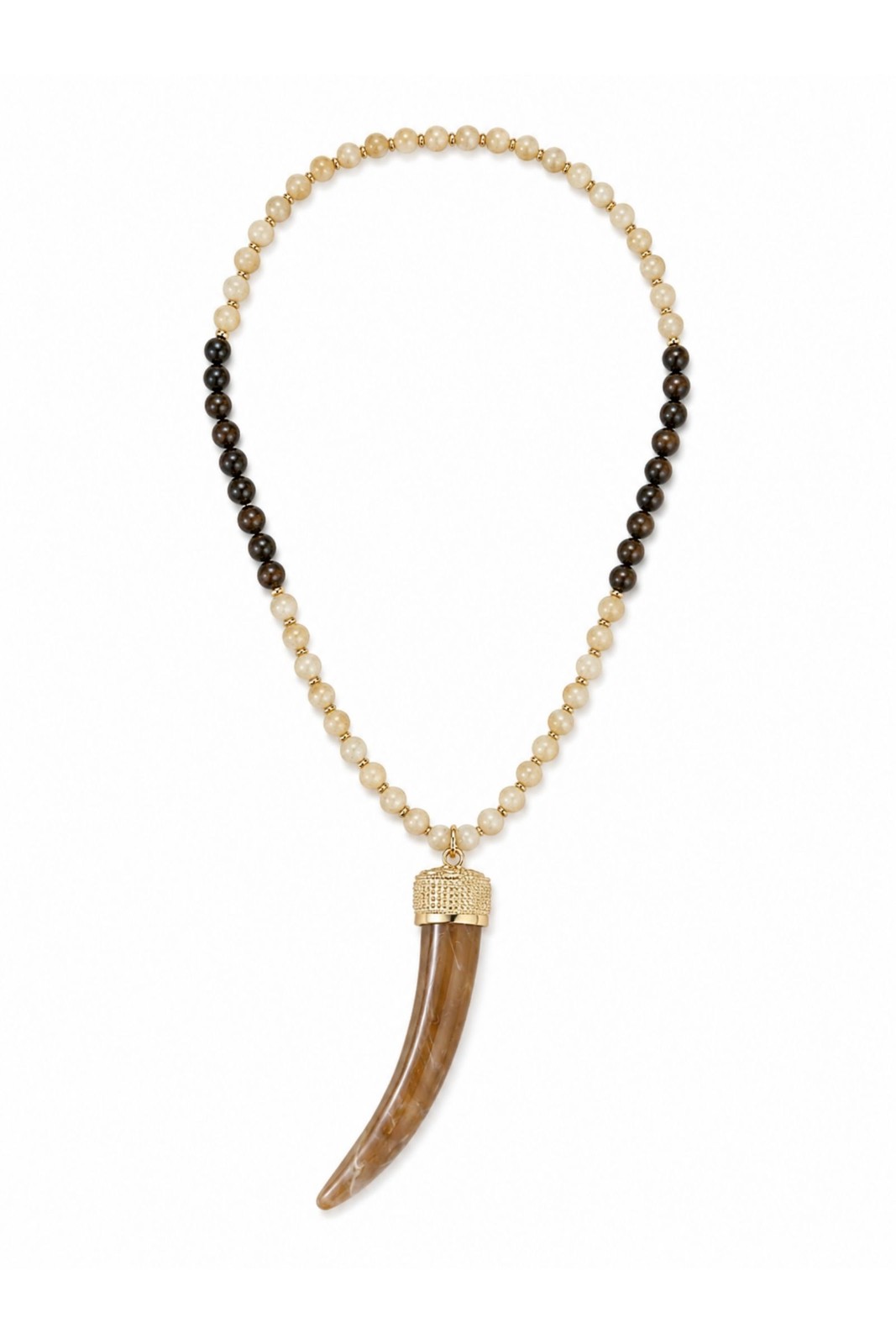 BI225-06_MARRONE COLLANA CON CIONDOLO CORNO E PIETRE - Marrone, TU