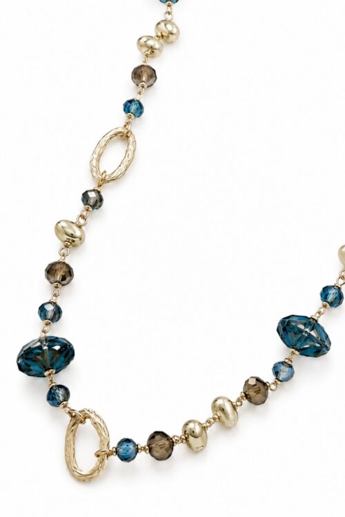 COLLANA LUNGA CON CRISTALLI E DETTAGLI DORATI