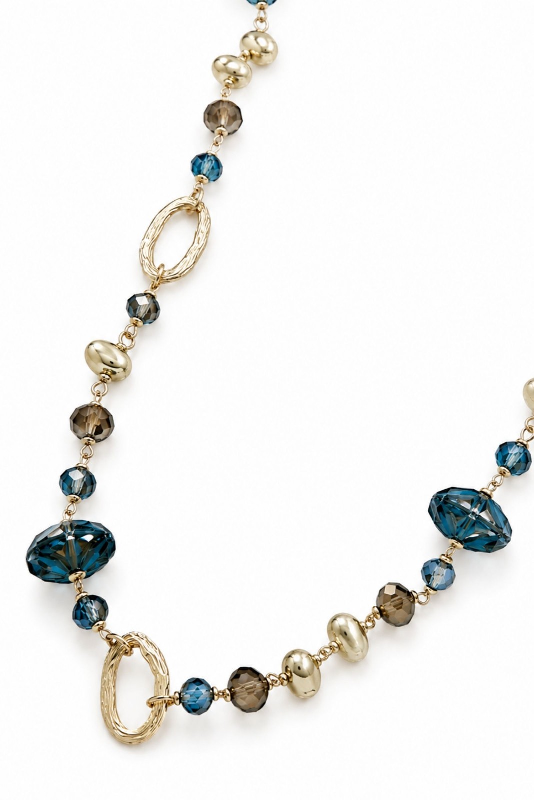 COLLANA LUNGA CON CRISTALLI E DETTAGLI DORATI