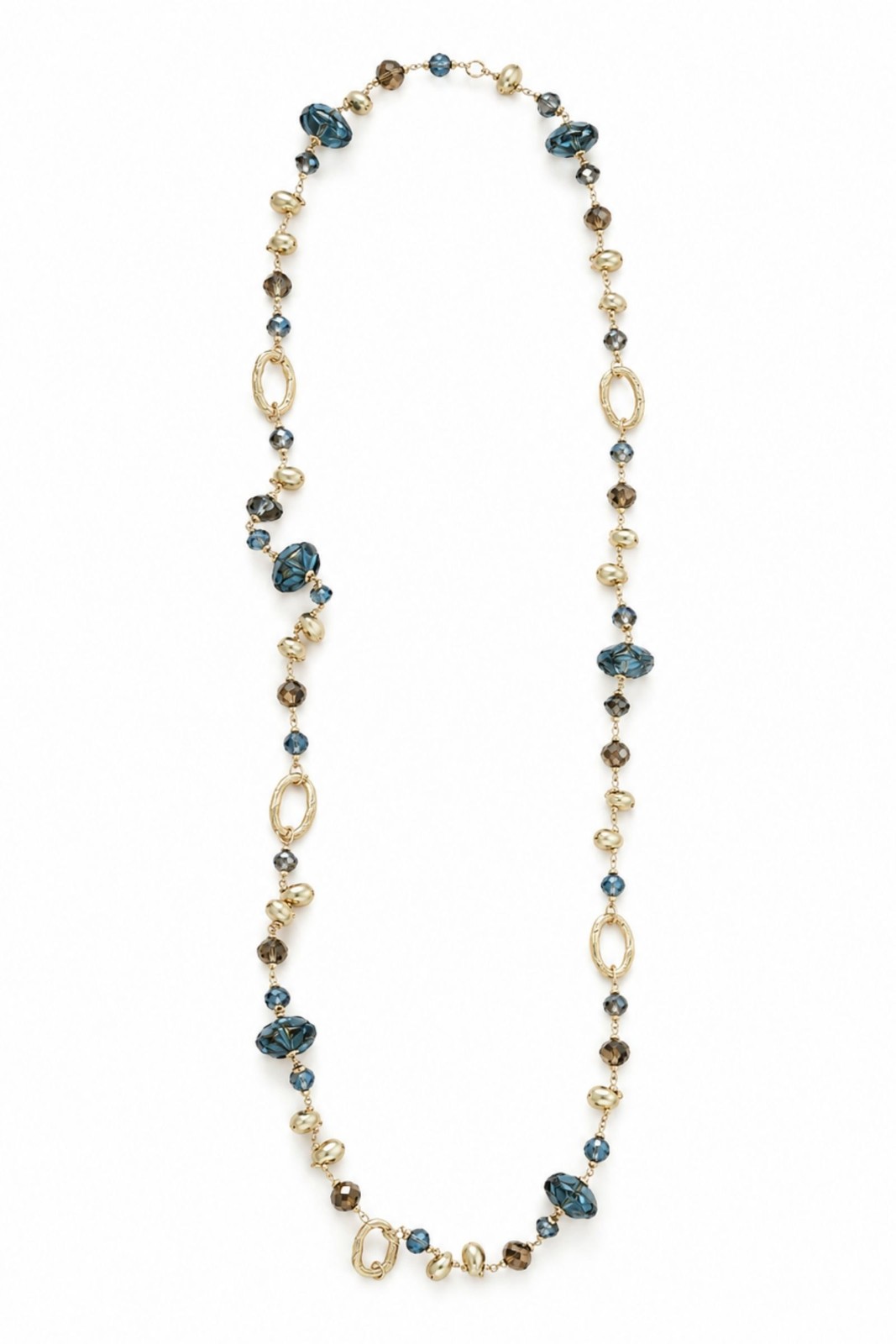 COLLANA LUNGA CON CRISTALLI E DETTAGLI DORATI - immagine 2