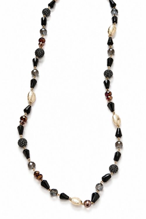 COLLANA LUNGA CON CRISTALLI MULTICOLOR E DETTAGLI DORATI