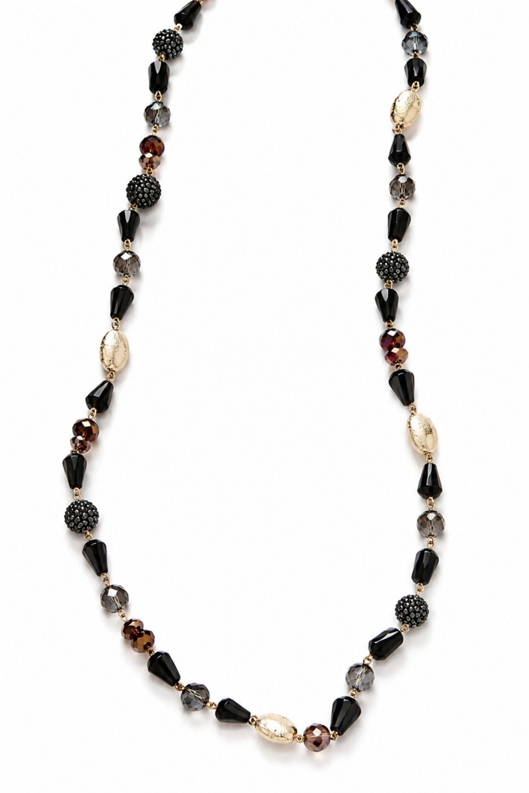 BI227-06_BORDO COLLANA LUNGA CON CRISTALLI MULTICOLOR E DETTAGLI DORATI - Bordeaux, TU