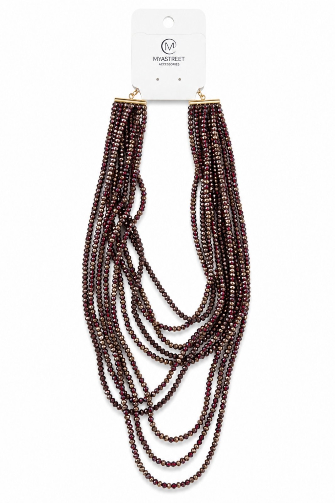 BI229-06_BORDO COLLANA MULTIFILO CON CRISTALLI SFACCETTATI - Bordo, TU