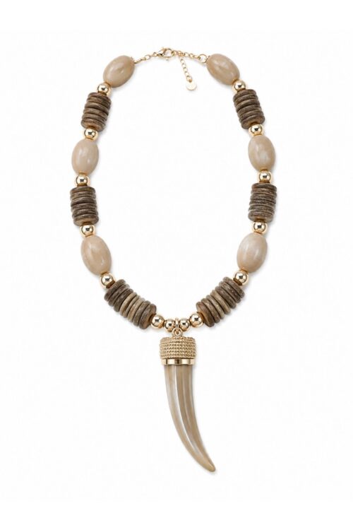 COLLANA CON DETTAGLI EFFETTO LEGNO E CORNO