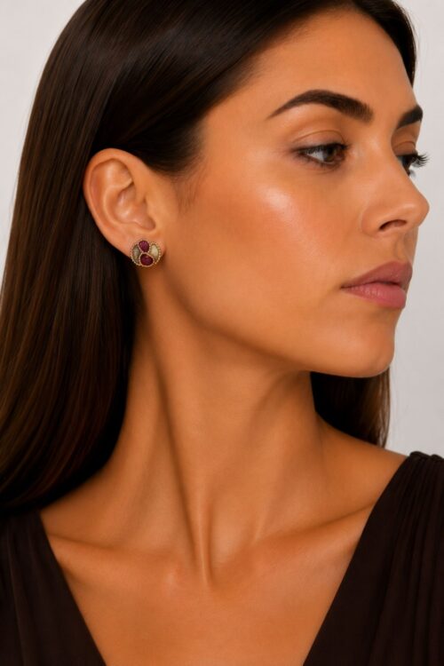 ORECCHINI MULTICOLOR CON MICROSFERE DORATE