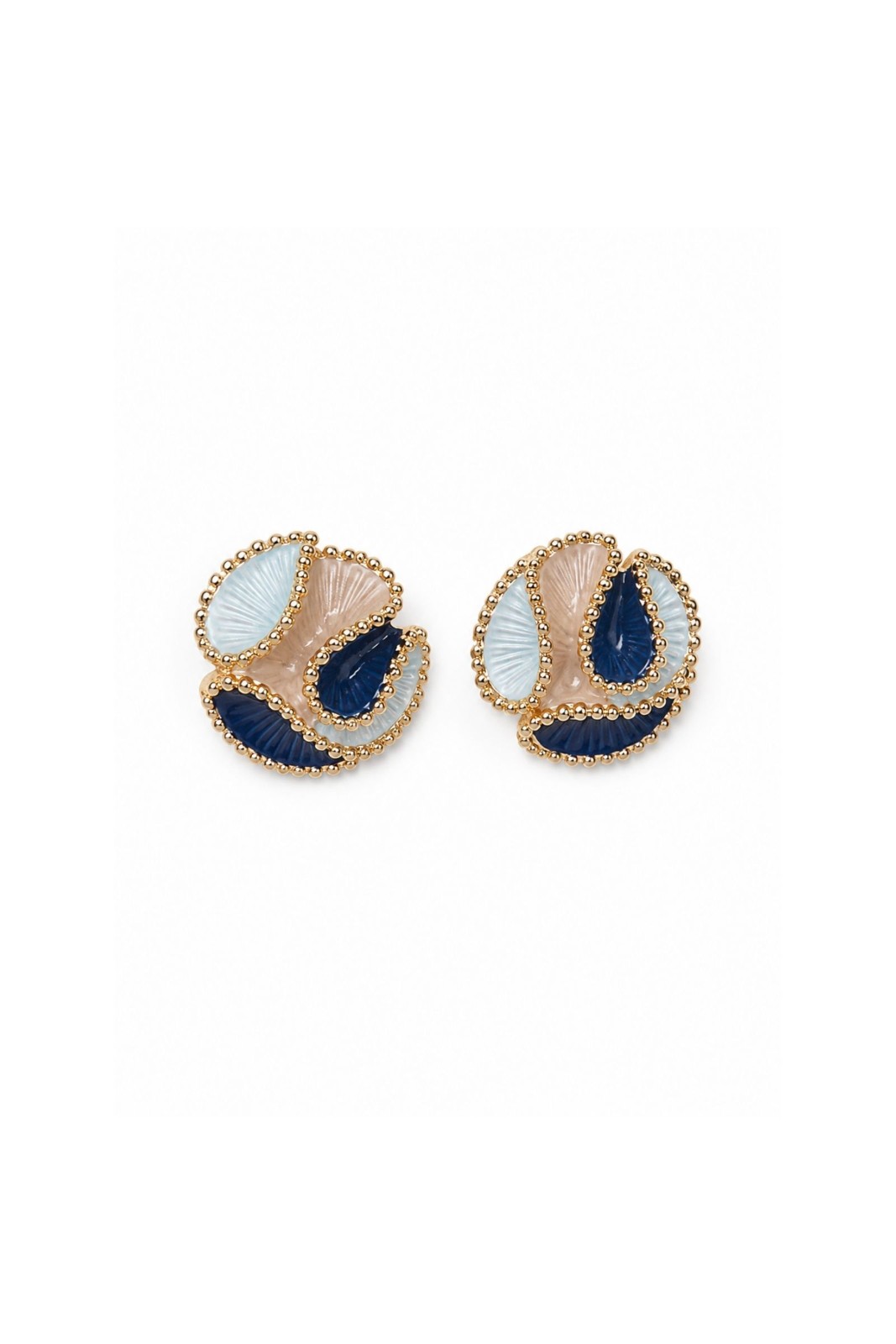 BI241-06_BLU ORECCHINI MULTICOLOR CON MICROSFERE DORATE - Blu, TU