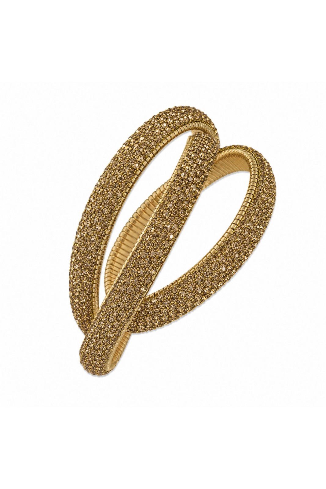 BI245-06_BRONZO BRACCIALE A DOPPIO ELASTICO CON STRASS ALL OVER - Bronzo, TU