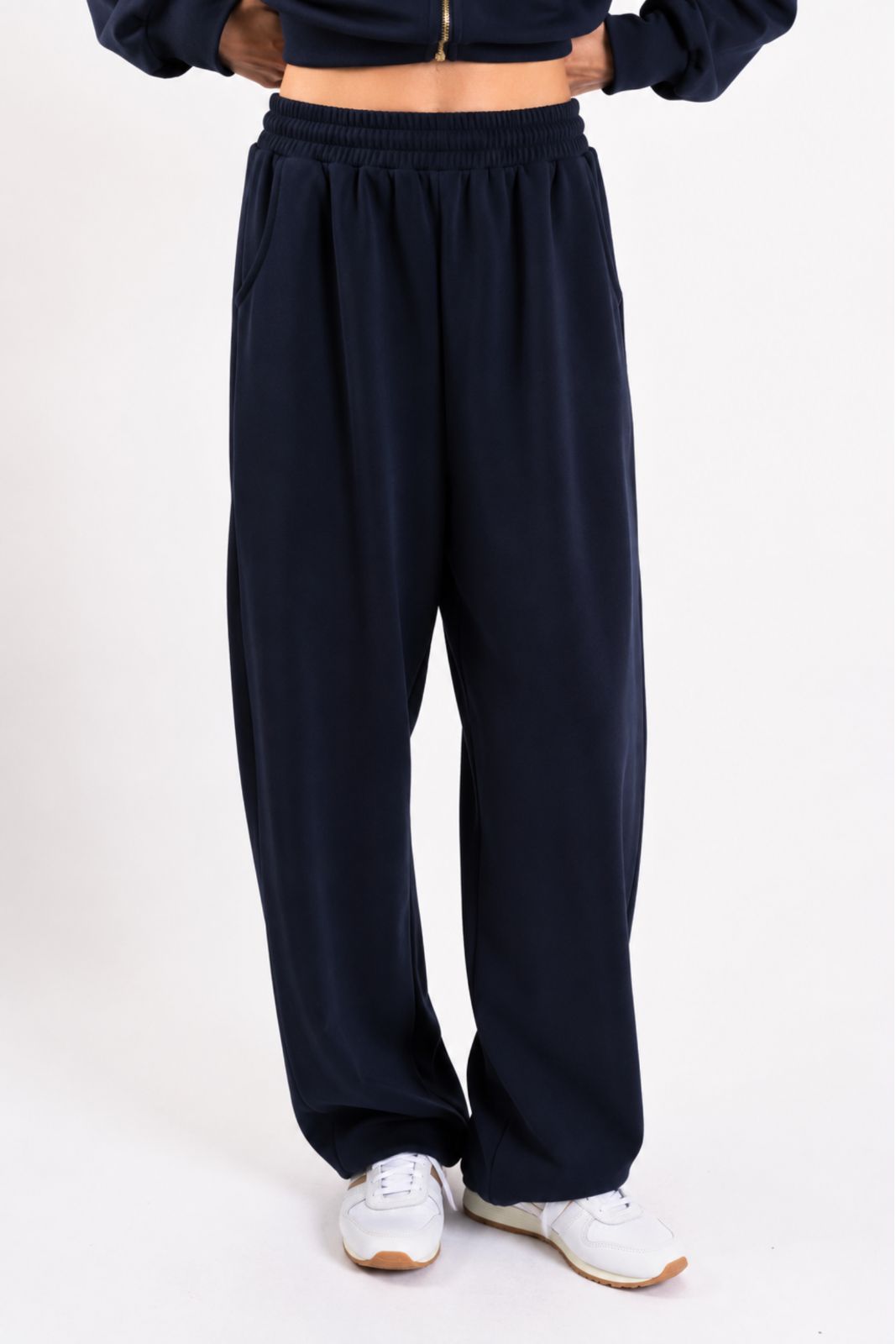 BM26327-06_BLU PANTALONI AMPI IN TESSUTO MORBIDO EFFETTO TUTA - Blu, S