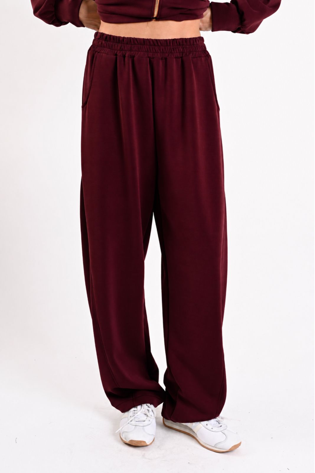 BM26327-06_VINO PANTALONI AMPI IN TESSUTO MORBIDO EFFETTO TUTA - Vino, S