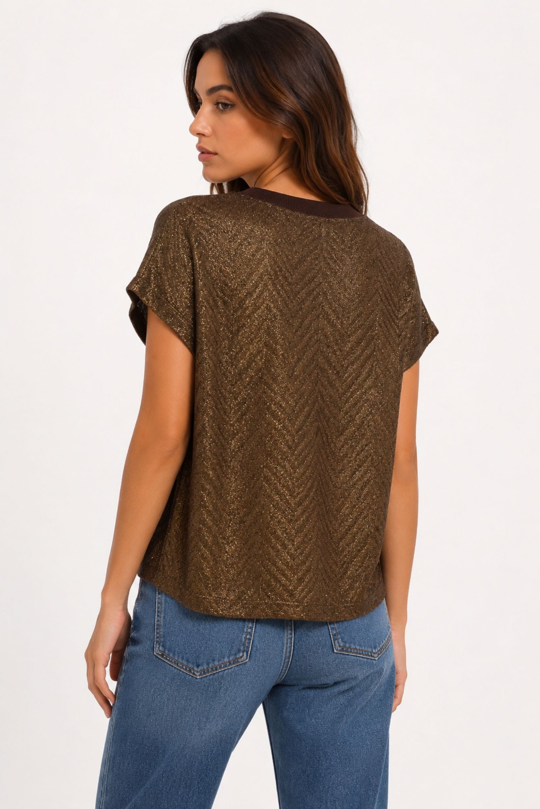 MAGLIA LUREX CON SCOLLO A V - immagine 3