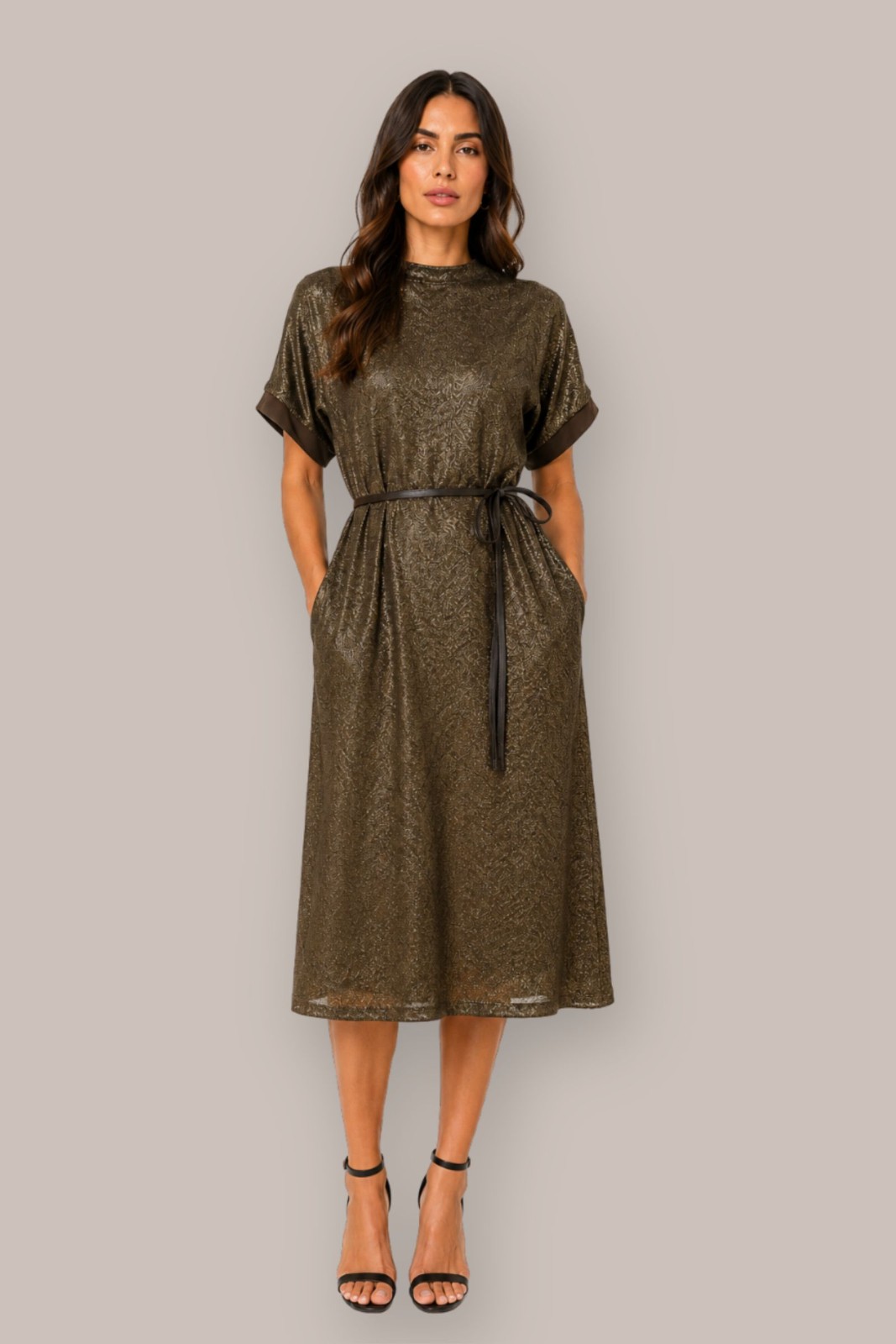 LM96129-06_MORO ABITO MIDI LUREX CON CINTURA - Moro, S