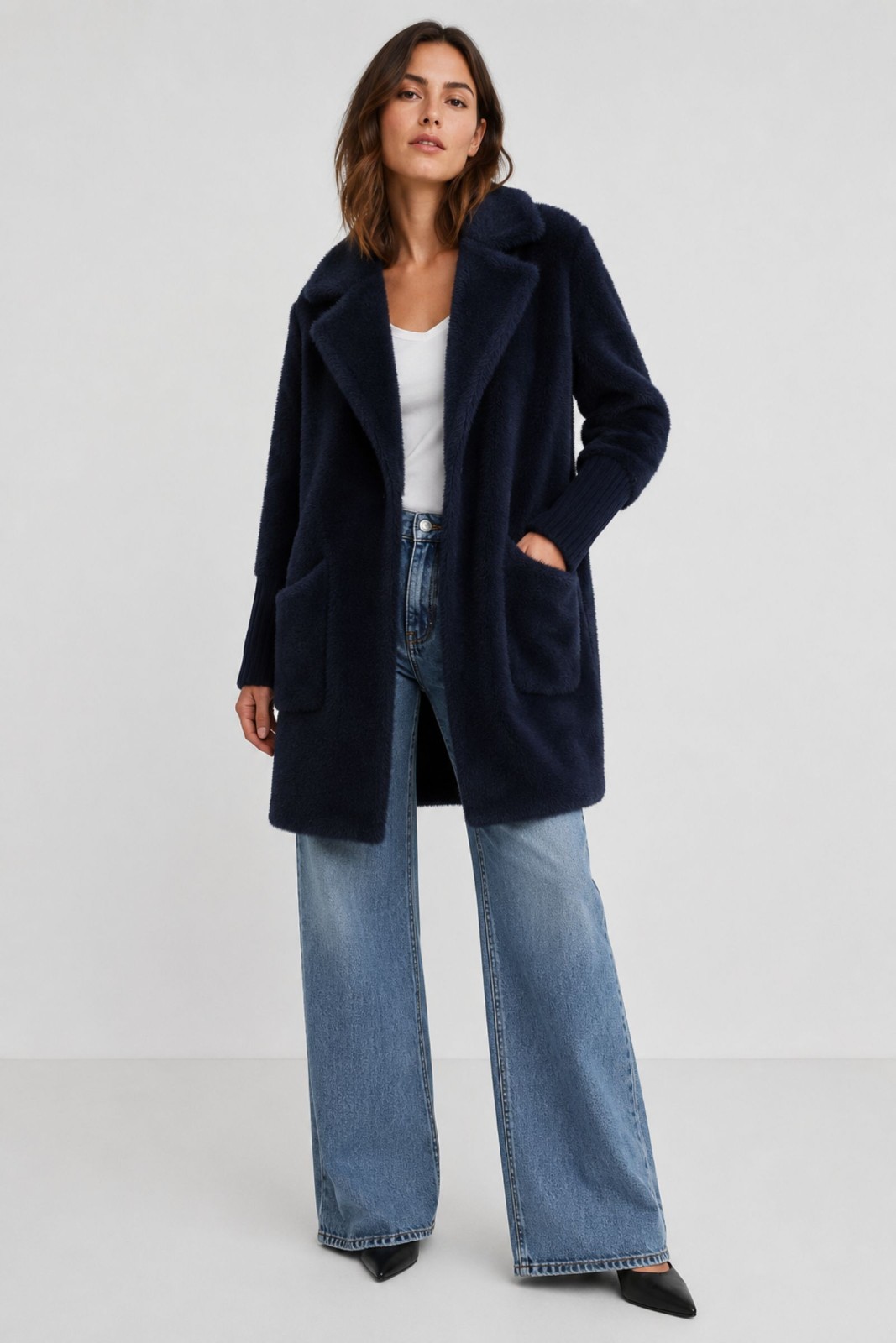 CAPPOTTO IN MAGLIA EFFETTO PELLICCIA
