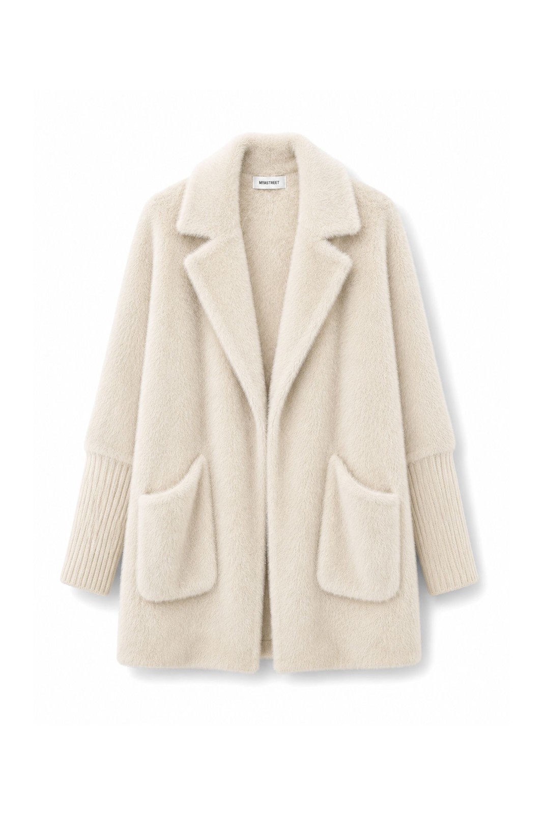 M25384-06_BEIGE CAPPOTTO IN MAGLIA EFFETTO PELLICCIA - Beige, TU