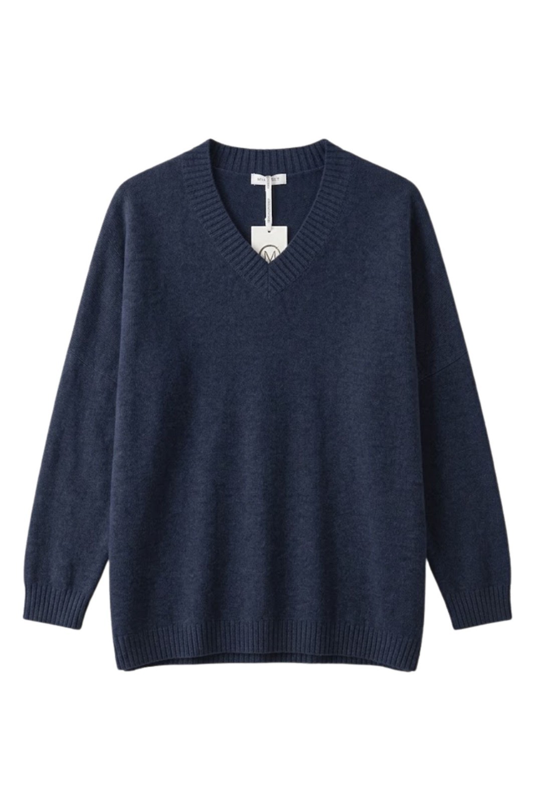 M9073-06_BLU MAGLIA OVER SCOLLO A V - Blu, TU