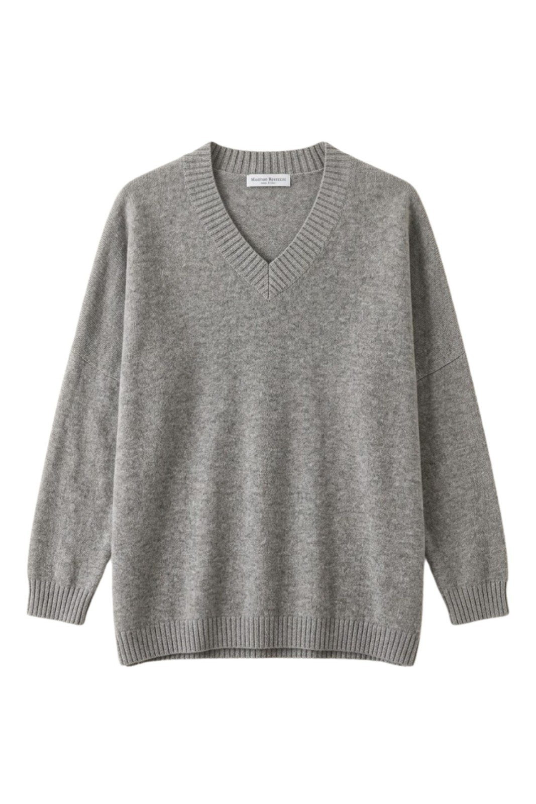 M9073-06_GRIGIO MAGLIA OVER SCOLLO A V - Grigio, TU