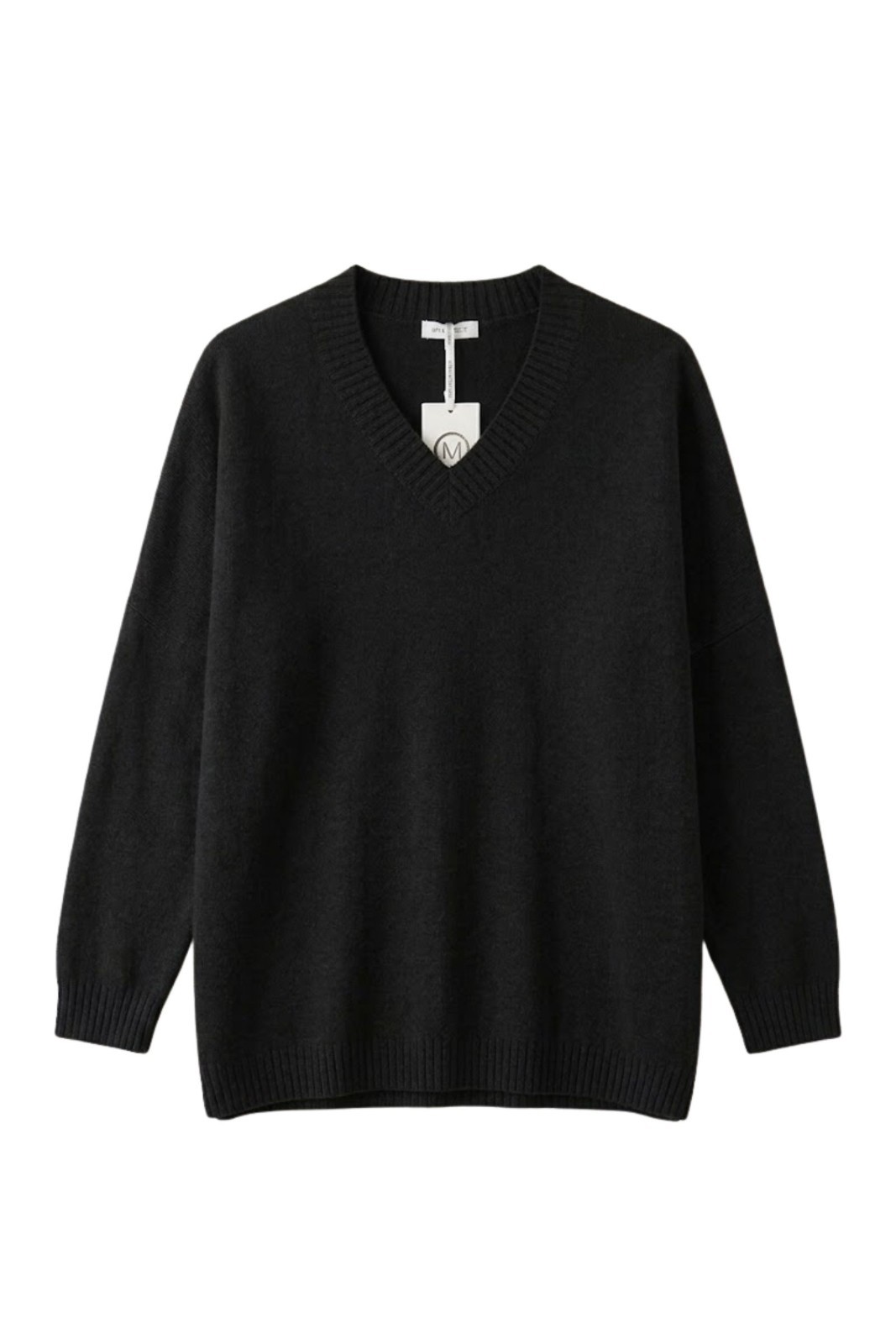 M9073-06_NERO MAGLIA OVER SCOLLO A V - Nero, TU