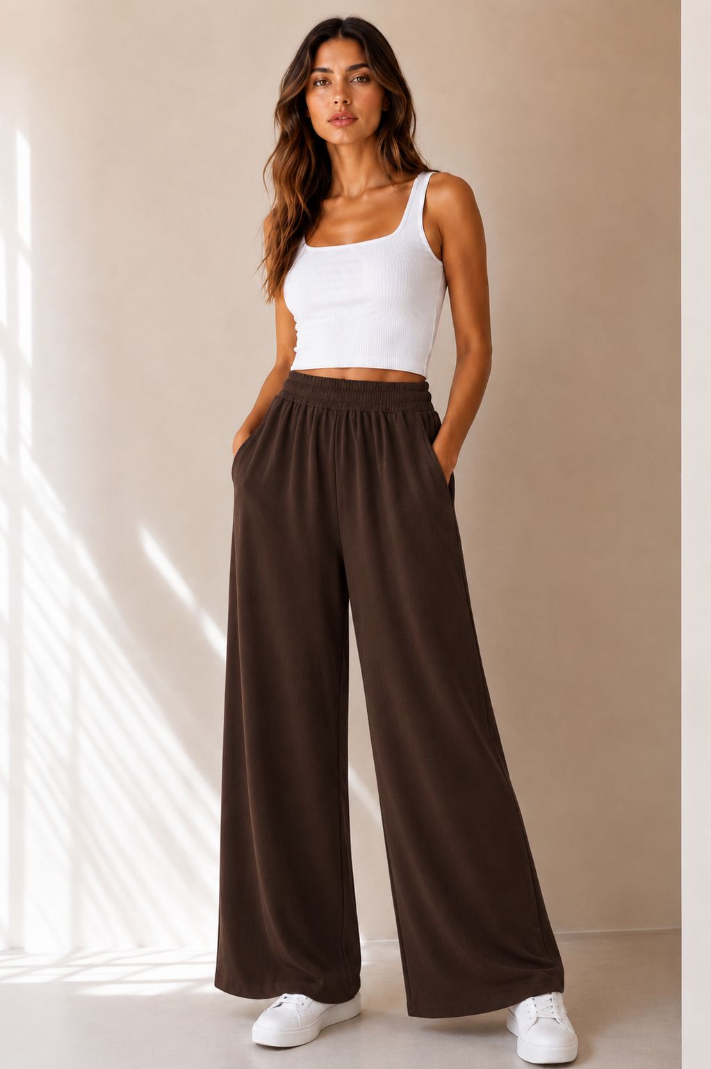 e7dde432-98a8-4d2e-8850-d73419cc6337 PANTALONE PALAZZO IN TESSUTO MORBIDO EFFETTO TUTA - Moor, XL