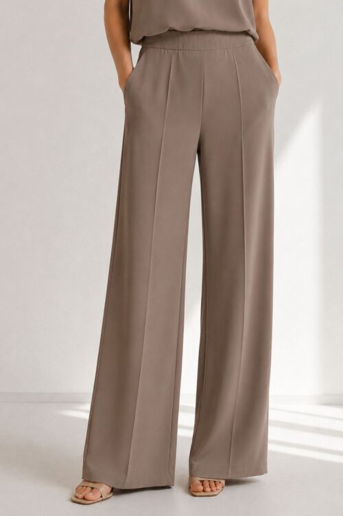 PANTALONE A PALAZZO CON ELASTICO IN VITA IN CADY