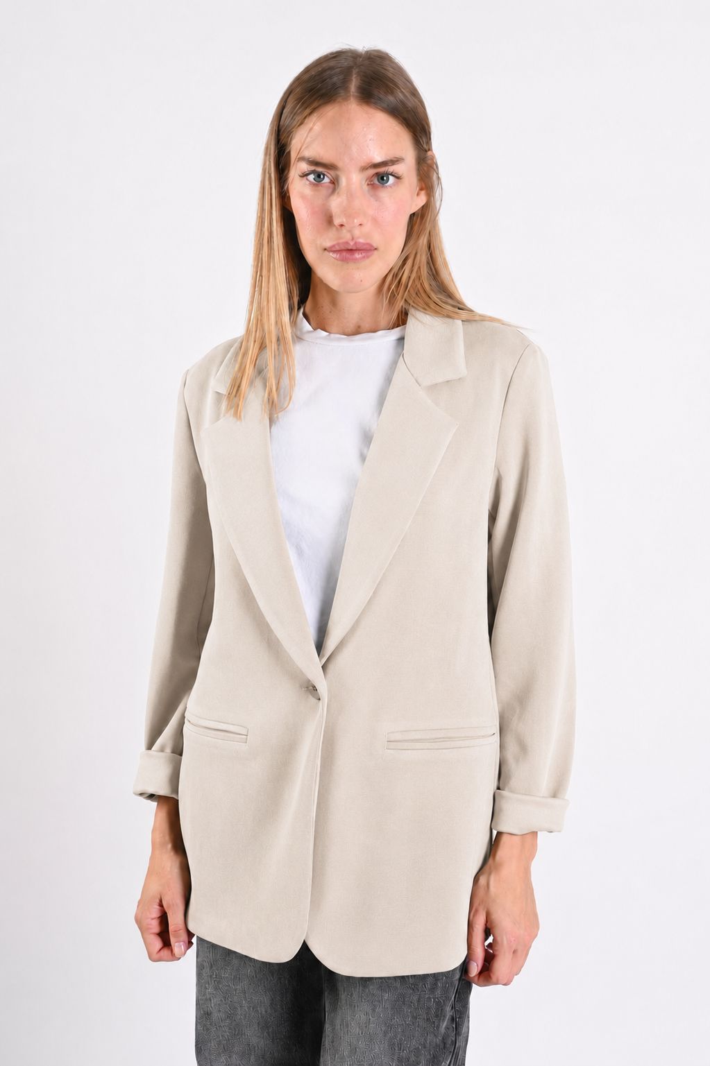 fa995826-bffb-4e21-a817-9b926e89b333 BLAZER IN TESSUTO MORBIDO EFFETTO TUTA - Beige, XS