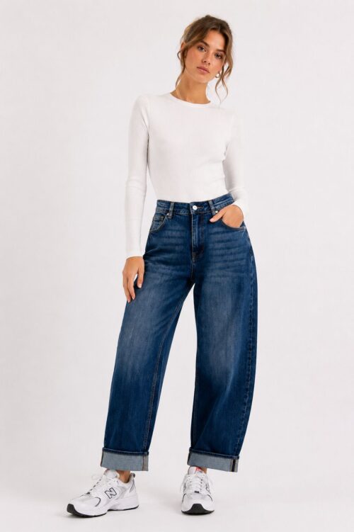 JEANS CARROT FIT CON RIBALTA