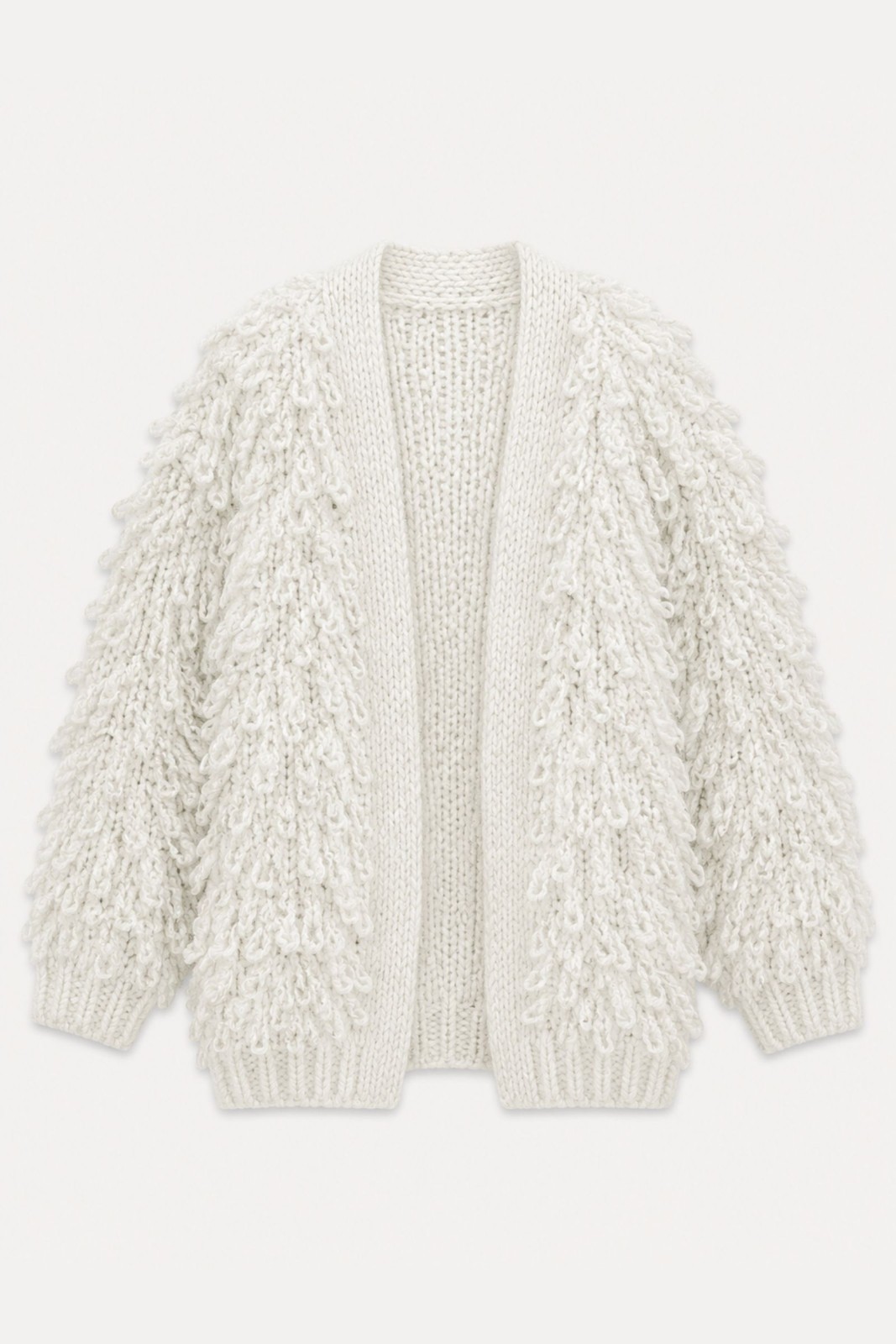 F21723-06_PANNA CARDIGAN MORBIDO CON FRANGE - Panna, TU