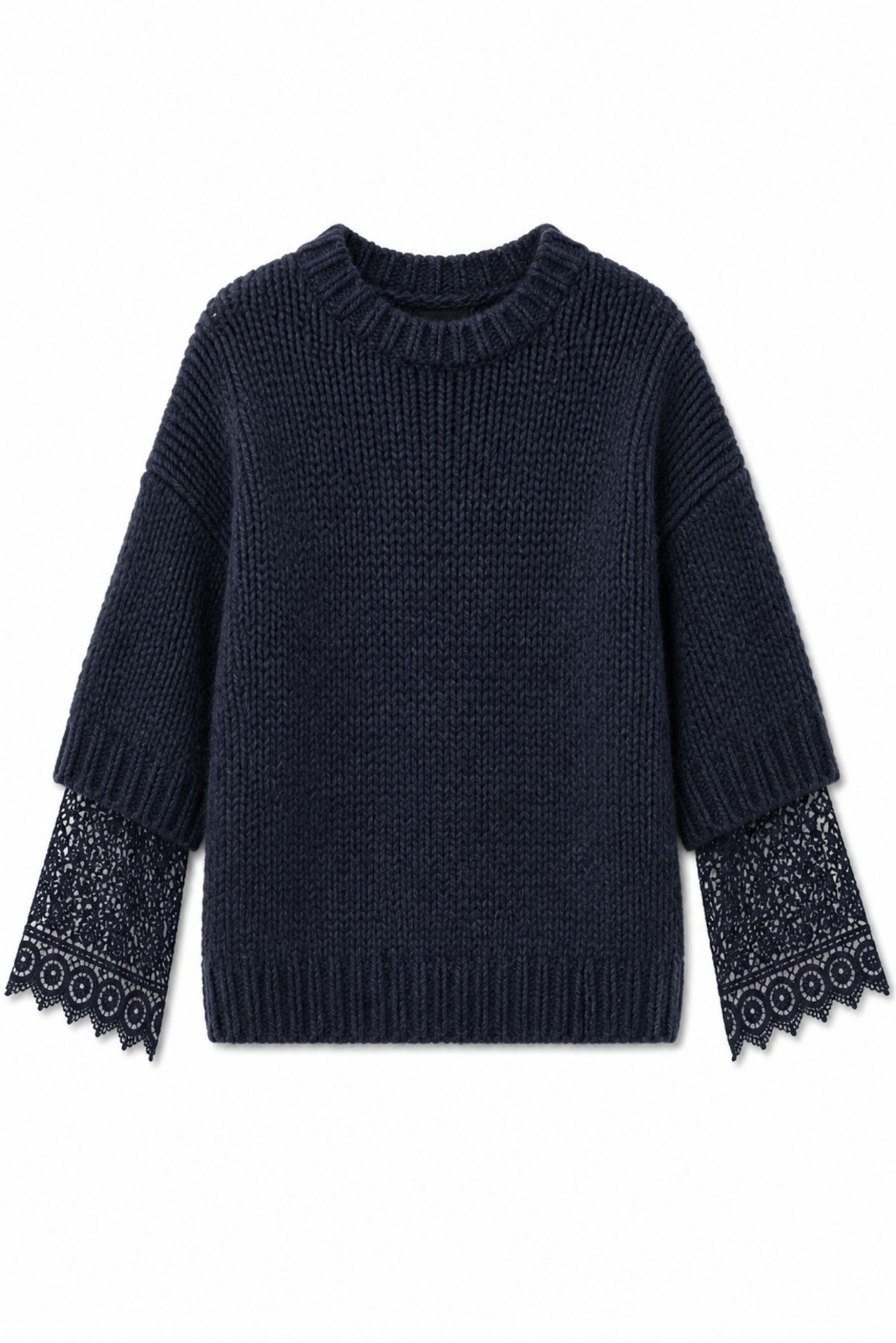 F21792-06_BLU MAGLIONE MORBIDO CON DETTAGLI IN PIZZO - Blu, TU