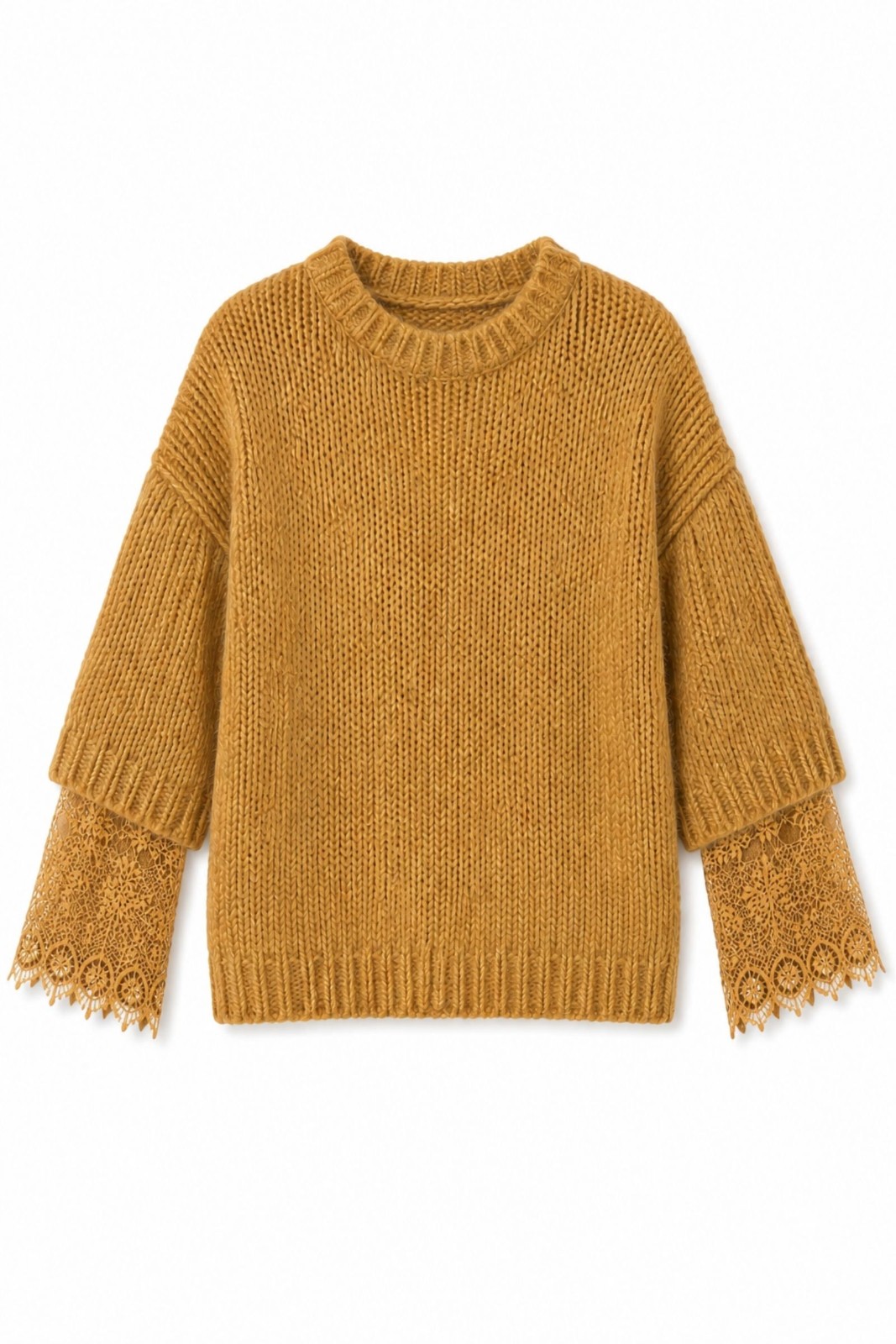 F21792-06_CAMMELLO MAGLIONE MORBIDO CON DETTAGLI IN PIZZO - Cammello, TU