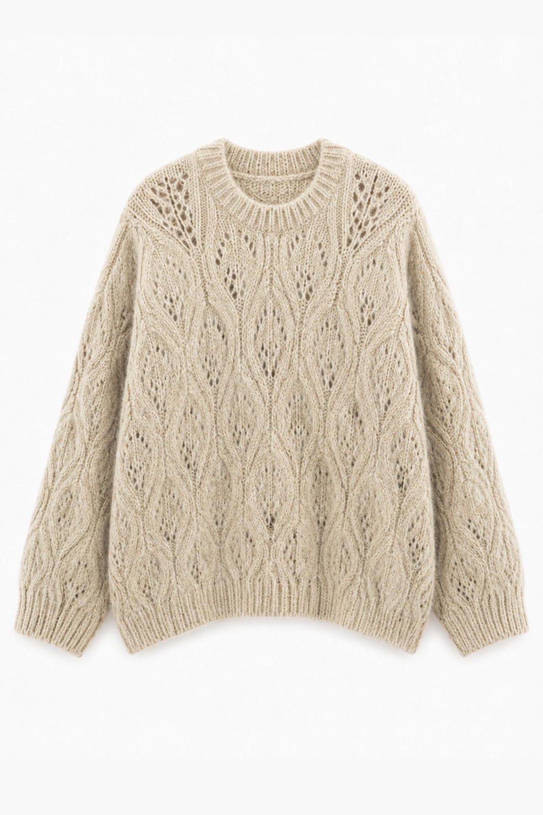 F21986-06_BEIGE MAGLIONE TRAFORATO - Beige, TU