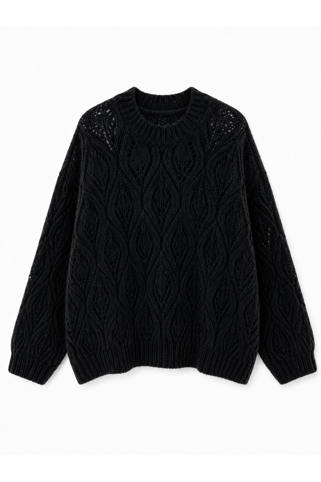 F21986-06_NERO MAGLIONE TRAFORATO - Nero, TU