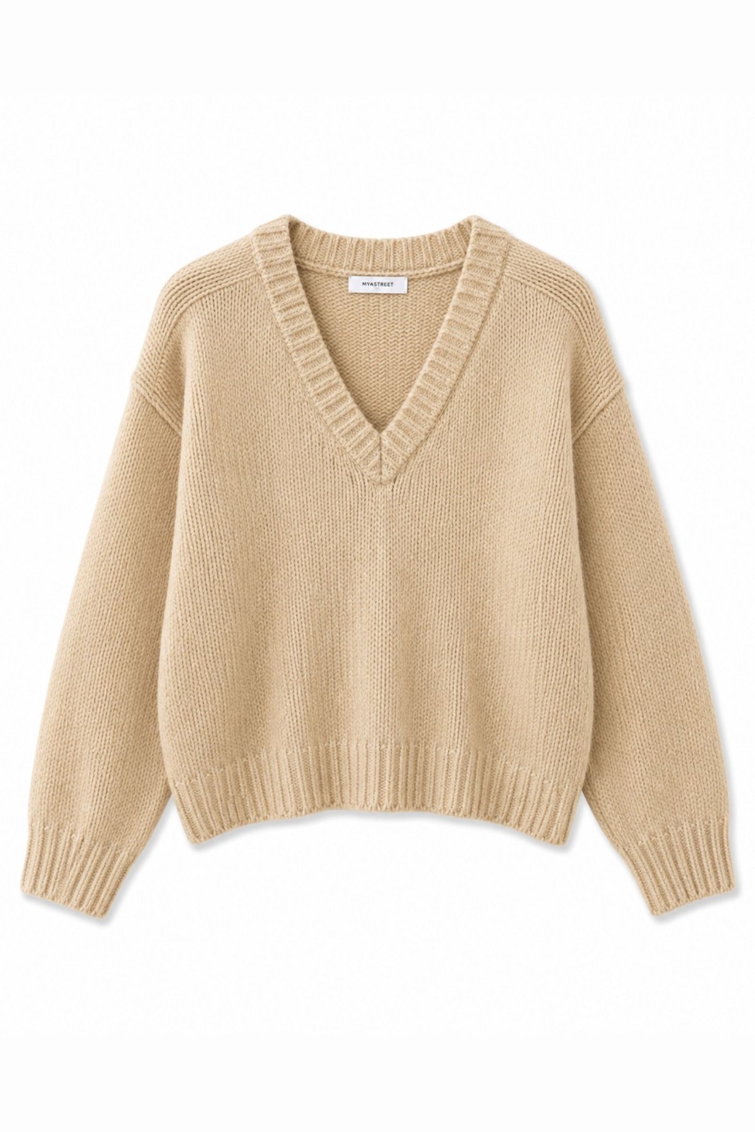MD04132-06_CAMMELLO MAGLIONE AMPIO CON SCOLLO A V IN LANA - Cammello, TU
