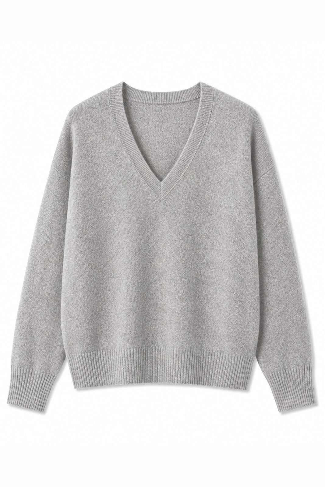MD05162-06_GRIGIO MAGLIONE MORBIDO CON SCOLLO A V - Grigio, TU