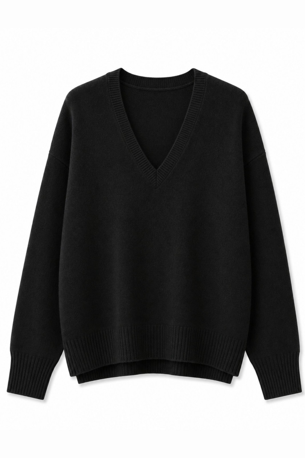 MD05162-06_NERO MAGLIONE MORBIDO CON SCOLLO A V - Nero, TU