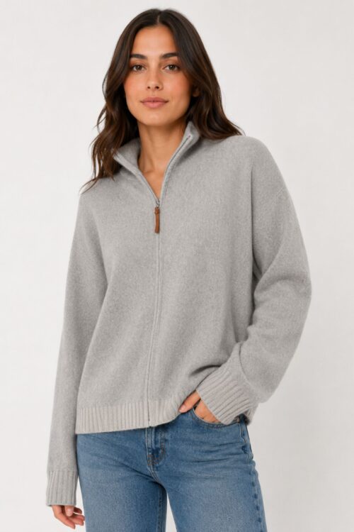 CARDIGAN CON ZIP E COLLO ALTO