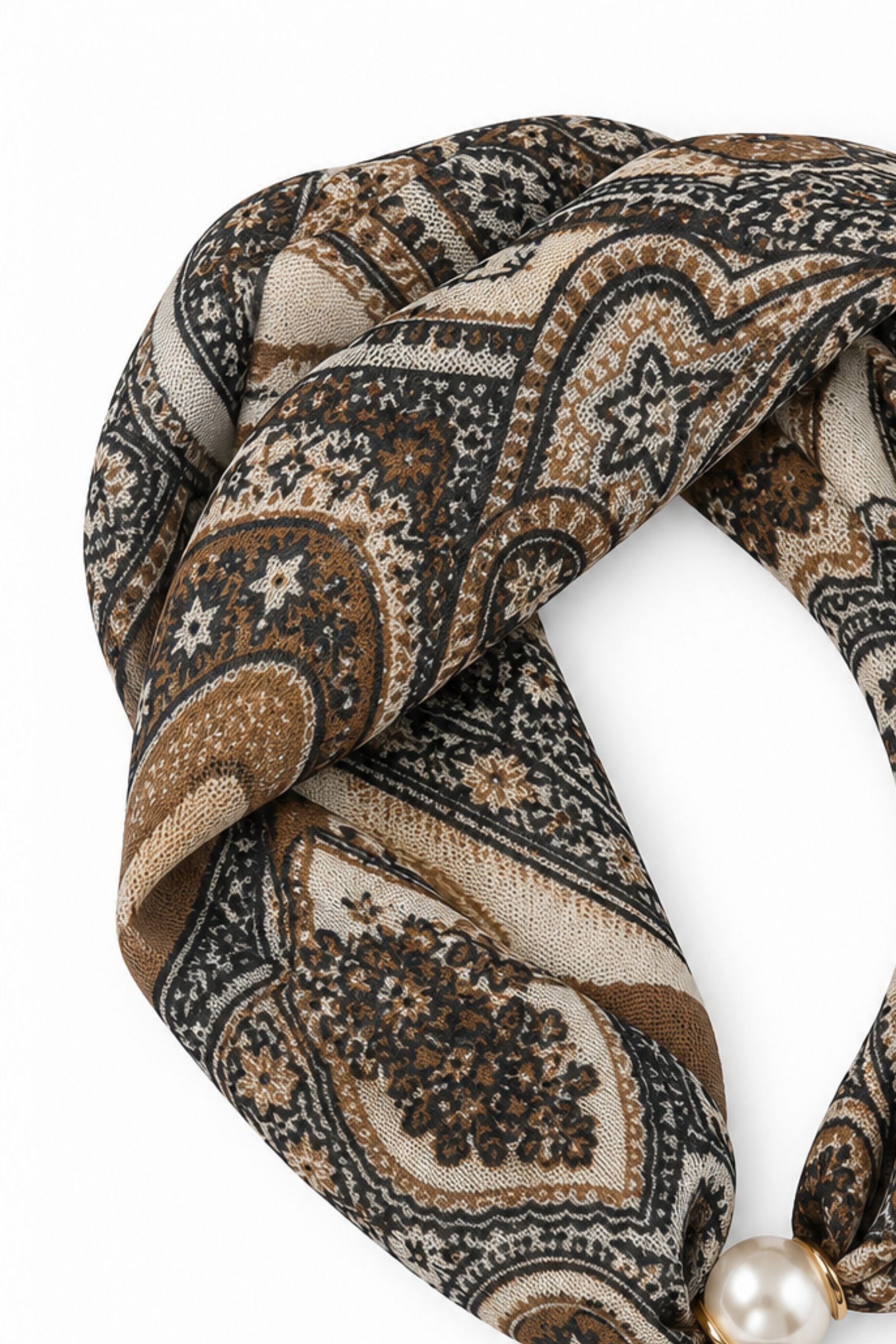 FOULARD FANTASIA PAISLEY CON DETTAGLIO PERLA - immagine 2