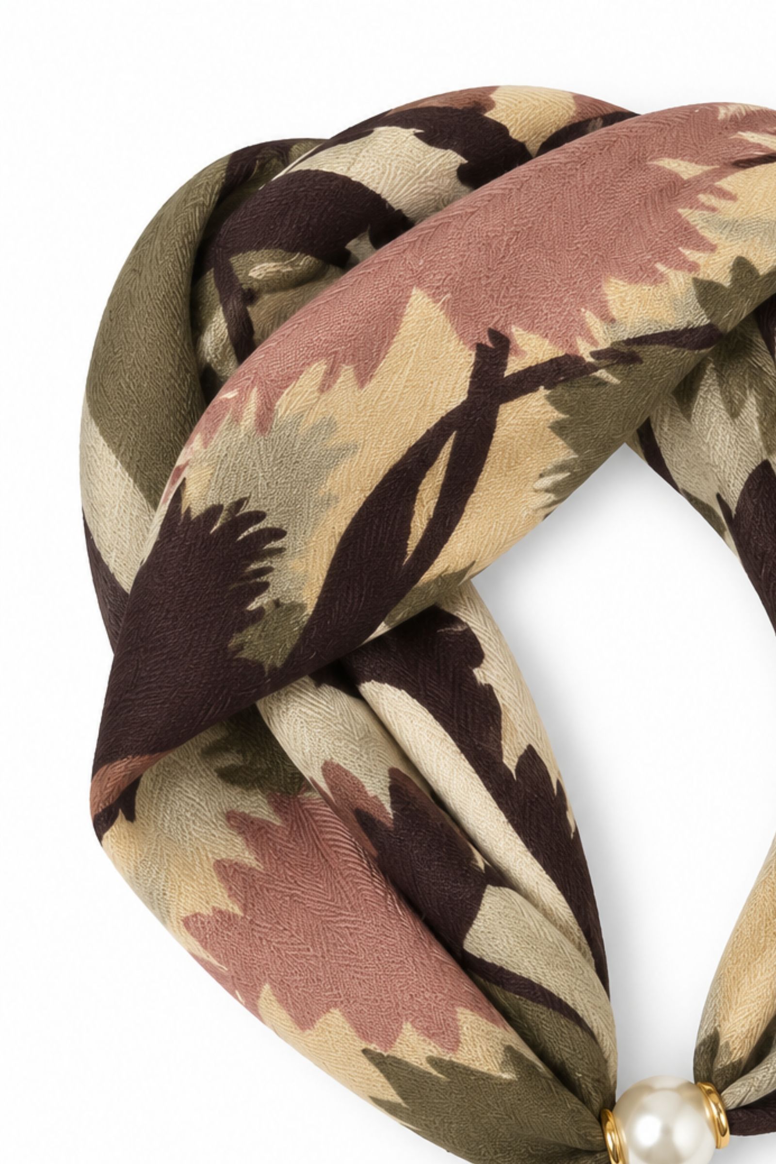 17 FOULARD FANTASIA FIORI CON DETTAGLIO PERLA - Moro, TU