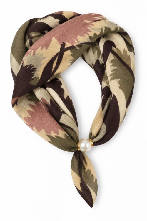 FOULARD FANTASIA FIORI CON DETTAGLIO PERLA