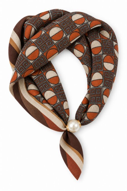 FOULARD FANTASIA GRECA CON DETTAGLIO PERLA