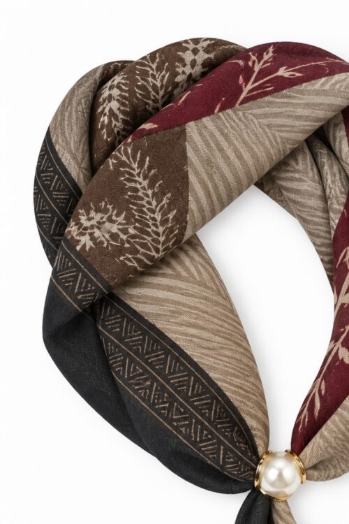 Alternative view of FOULARD FANTASIA CON DETTAGLIO PERLA