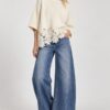 MAGLIA OVERSIZE CON INSERTO IN PIZZO - immagine 4