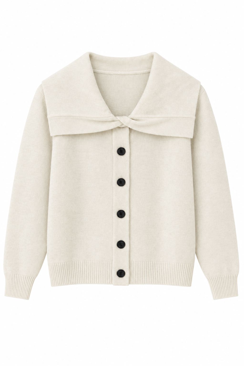 2de8021a-597c-4603-bab7-3a62abcf716c GIUBBINO IN MAGLIA CON MAXI COLLETTO E BOTTONI - Panna, TU