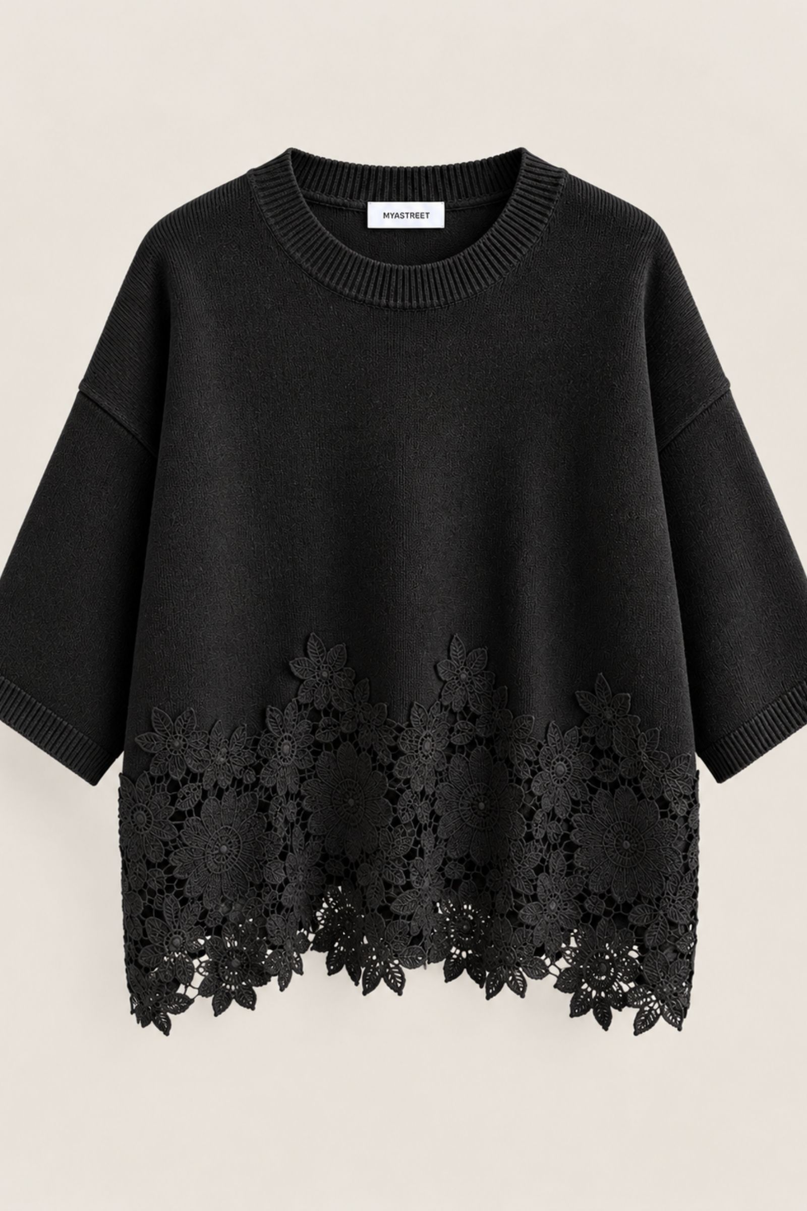 31 MAGLIA OVERSIZE CON INSERTO IN PIZZO - Nero, TU