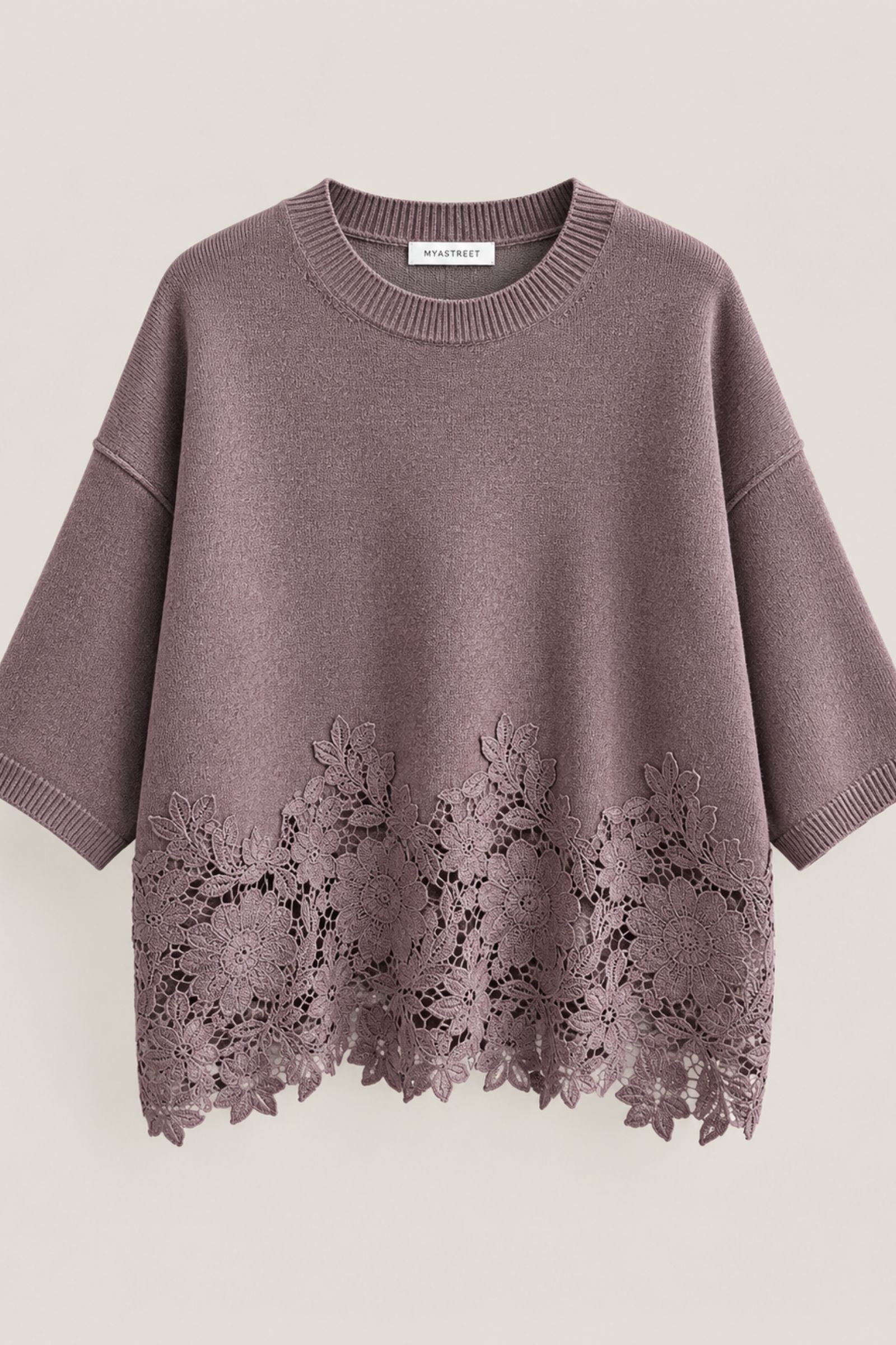 36 MAGLIA OVERSIZE CON INSERTO IN PIZZO - Prugna, TU