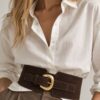 CINTURA ALTA ELASTICIZZATA CON FIBBIA DORATA