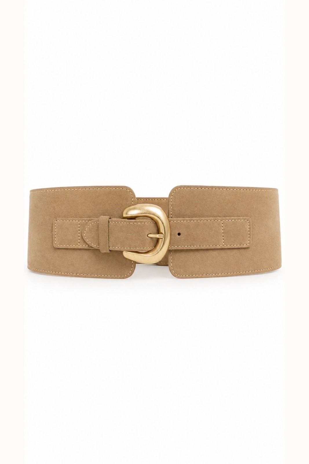 54 CINTURA ALTA ELASTICIZZATA CON FIBBIA DORATA - Taupe, TU