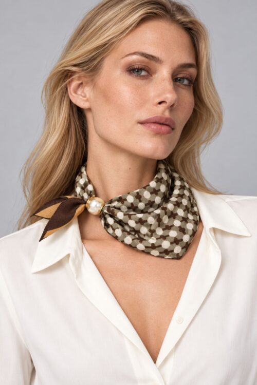 FOULARD FANTASIA POIS CON DETTAGLIO PERLA