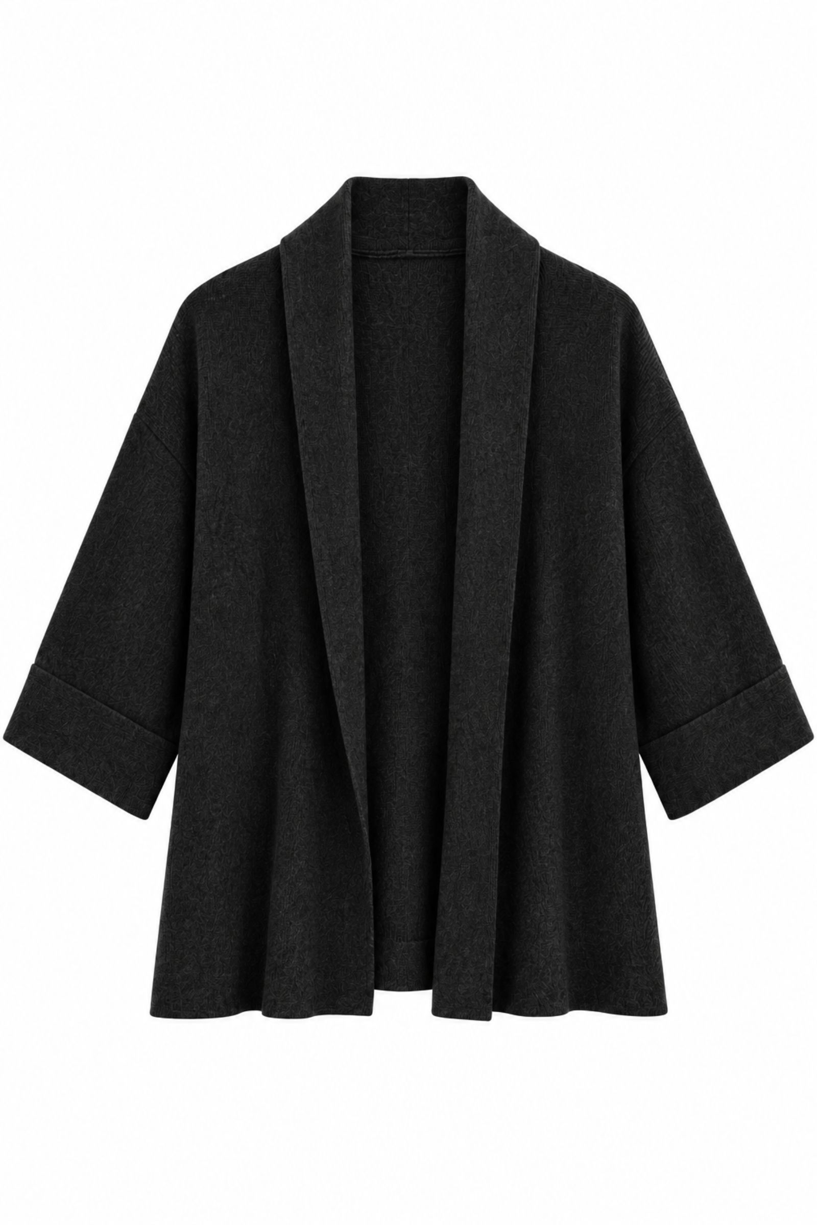 AL26023-06_ (10) CARDIGAN APERTO OVERSIZE MANICHE AMPIE - Nero, TU