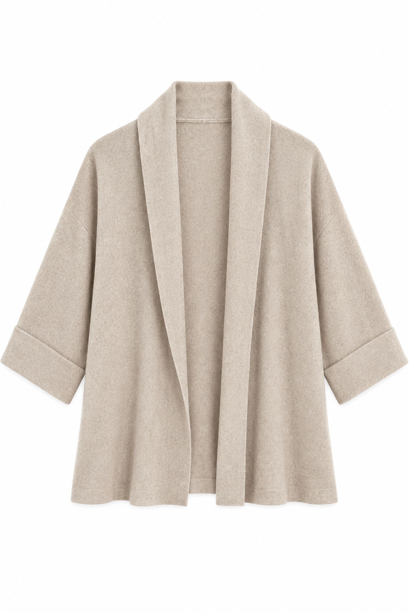 AL26023-06_ (11) CARDIGAN APERTO OVERSIZE MANICHE AMPIE - Beige, TU