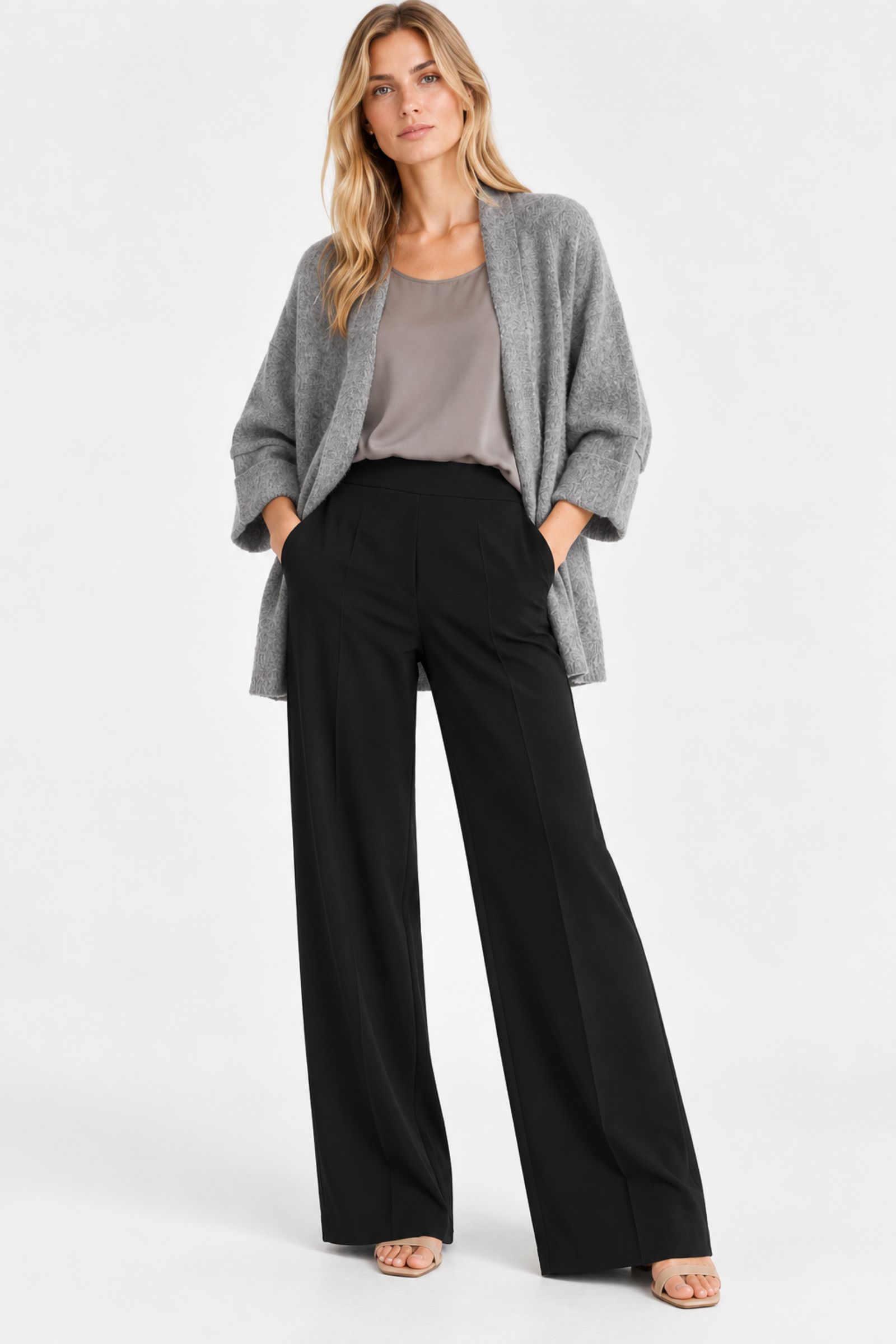 CARDIGAN APERTO OVERSIZE MANICHE AMPIE - immagine 4