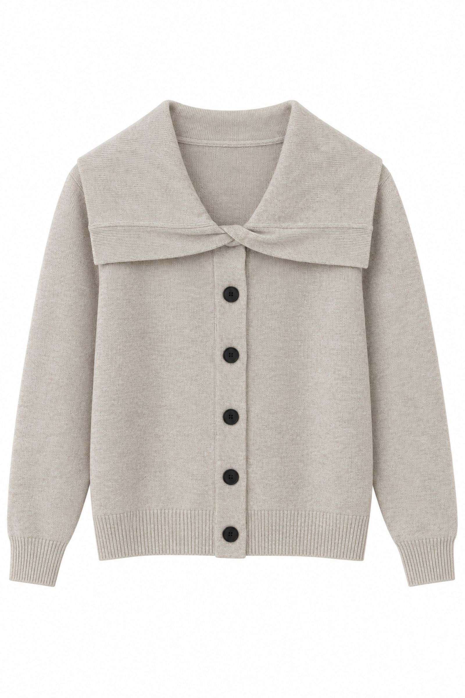 AL26109-06_beige GIUBBINO IN MAGLIA CON MAXI COLLETTO E BOTTONI - Beige, TU