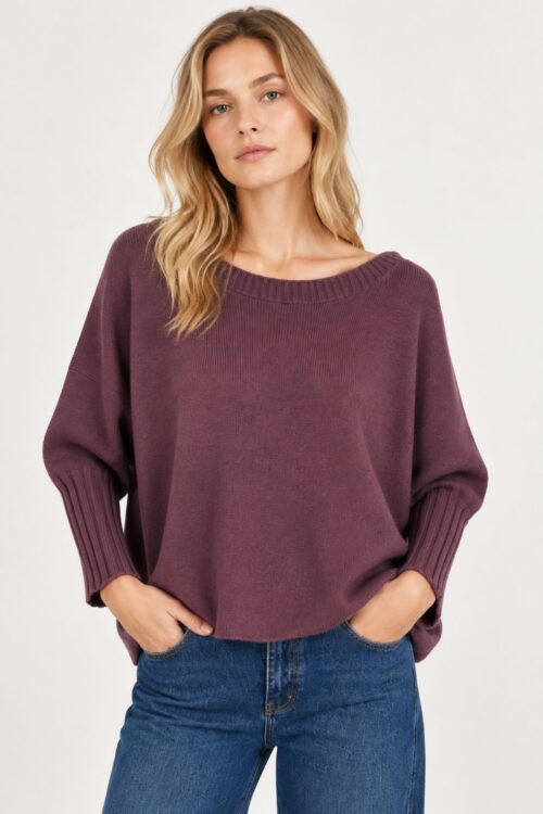 MAGLIA OVERSIZE SCOLLO AMPIO IN MISTO VISCOSA